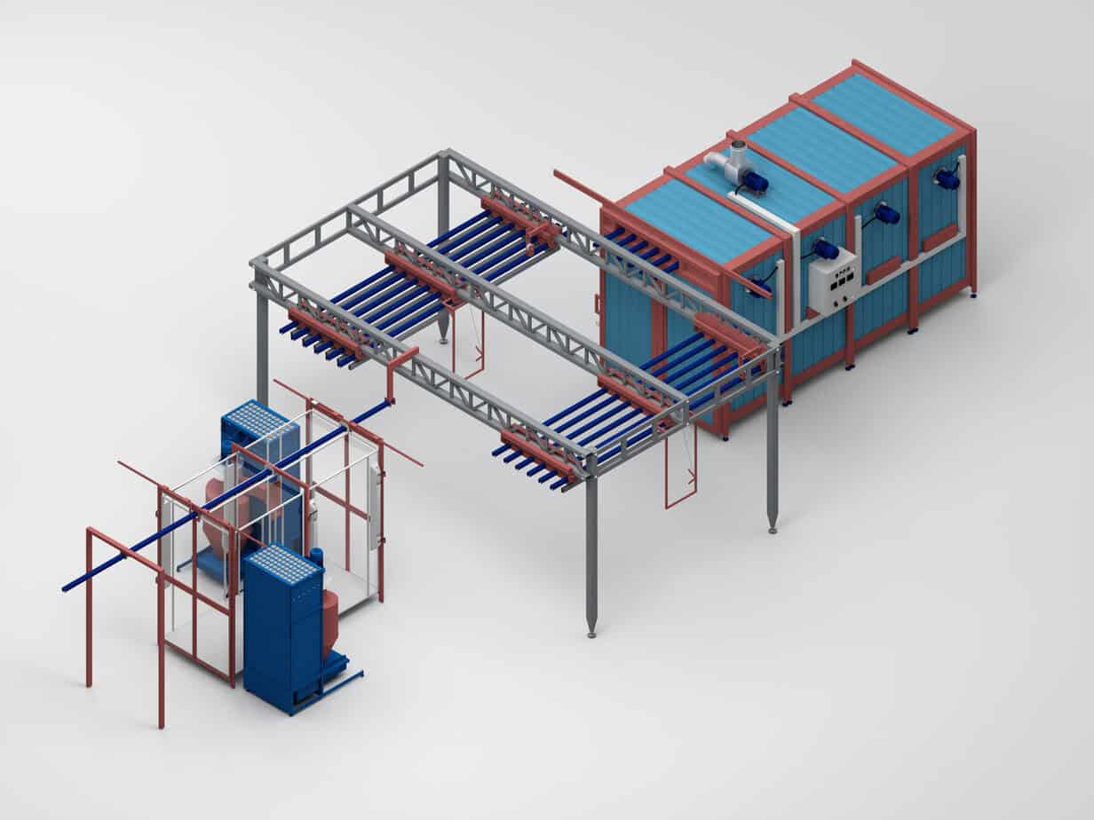 Купить Оборудование для порошковой покраски. Цена автоматической линии для  окраски. Камера покрасочная, печь, диски, профиль в Москве